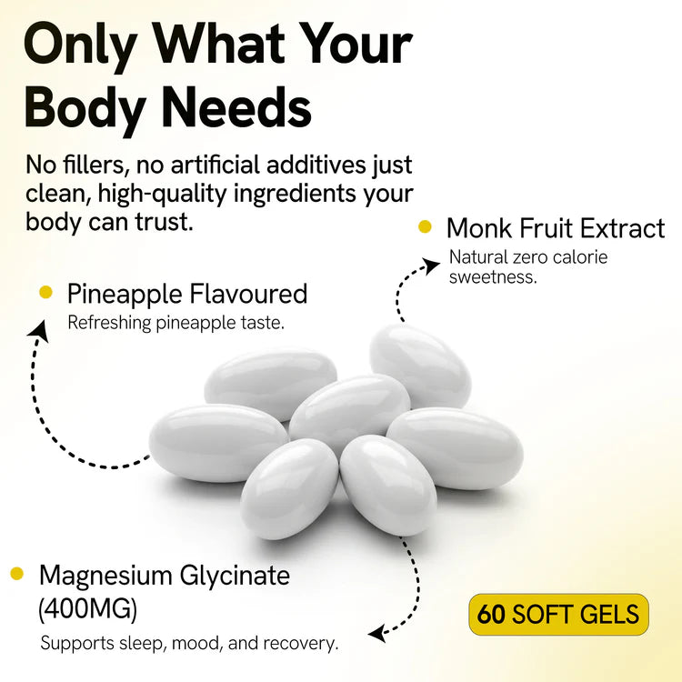 Magnesium Glycinate 400mg Softgels for Muscle Recovery, Sleep & Relaxation | 60 Count