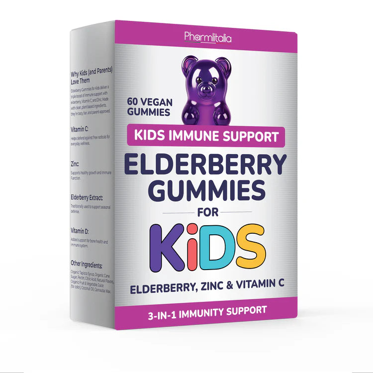 Elderberry Immune Support Gummies for Kids with Vitamin C & Zinc | Daily Immunity Support | 60 Count