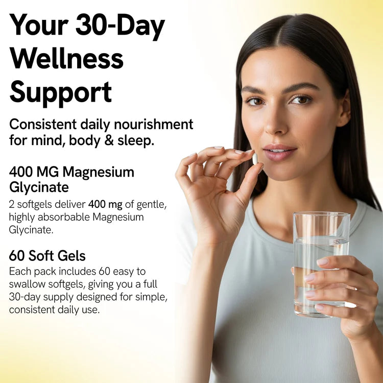 Magnesium Glycinate 400mg Softgels for Muscle Recovery, Sleep & Relaxation | 60 Count