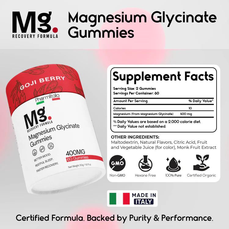 Magnesium Glycinate Gummies for Relaxation, Sleep & Muscle Support | Goji Berry Flavor