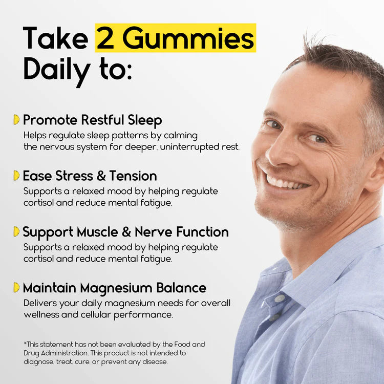 Magnesium Glycinate Gummies for Relaxation, Sleep & Muscle Support | Pineapple Flavor