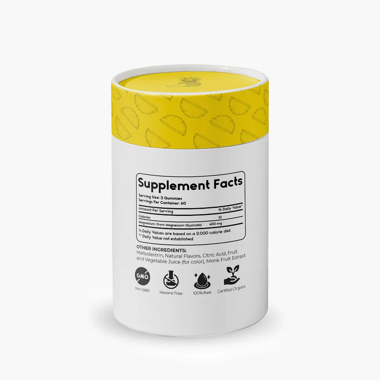 Magnesium Glycinate Gummies for Relaxation, Sleep & Muscle Support | Pineapple Flavor